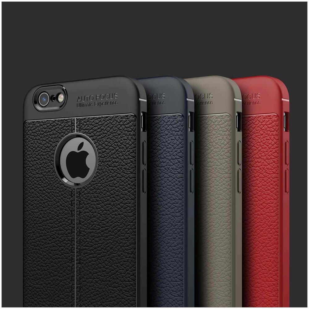 Custodia Compatibile Con Apple Iphone 6 / 6s In Nero Profondo - Coperchio Protettivo In Silicone Tpu Con Applicazione Di Finta Pelle Nobile - Foto 8