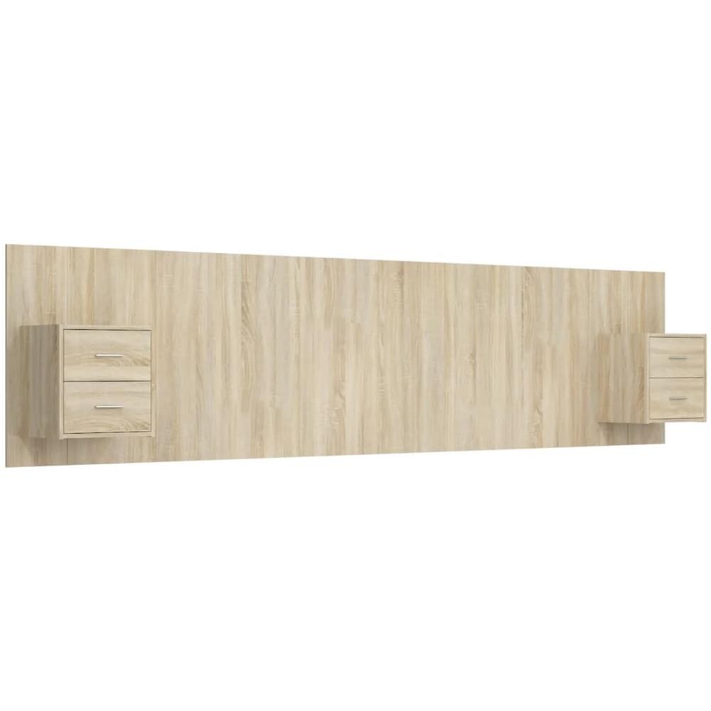 Testiera Letto Con Comodini In Legno Multistrato Rovere Sonoma - Foto 2