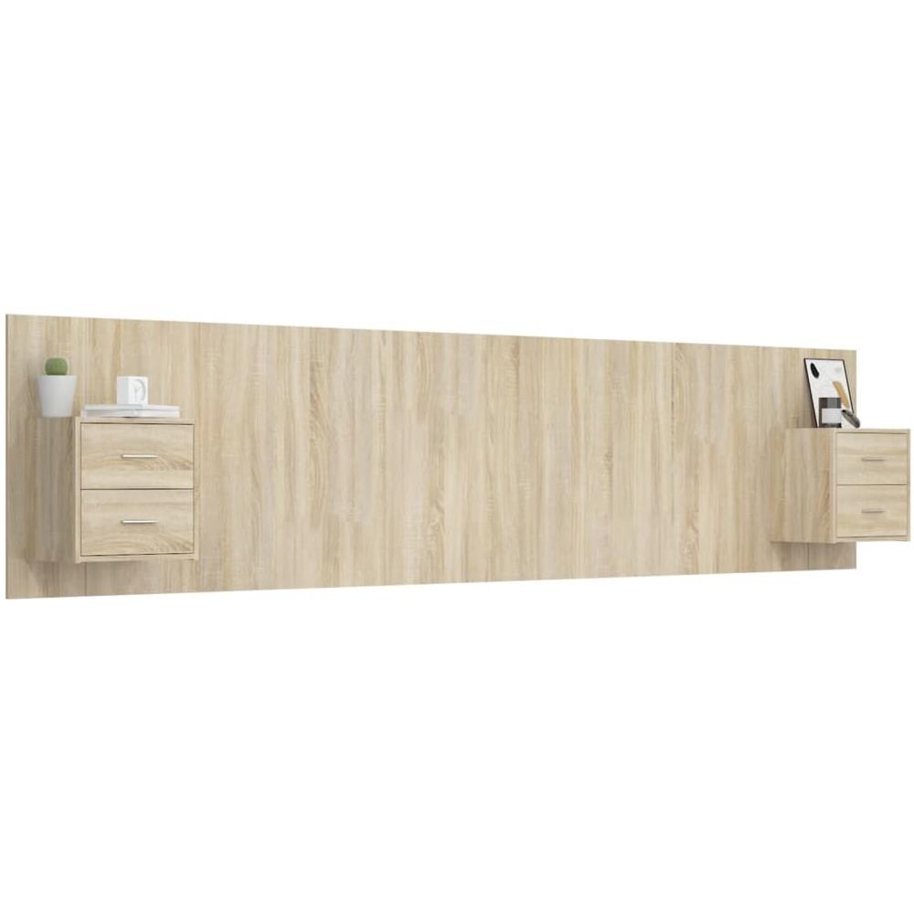 Testiera Letto Con Comodini In Legno Multistrato Rovere Sonoma - Foto 3