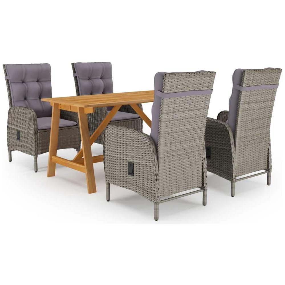 Set Mobili Da Pranzo Per Giardino 5 Pz Grigio - Foto 1