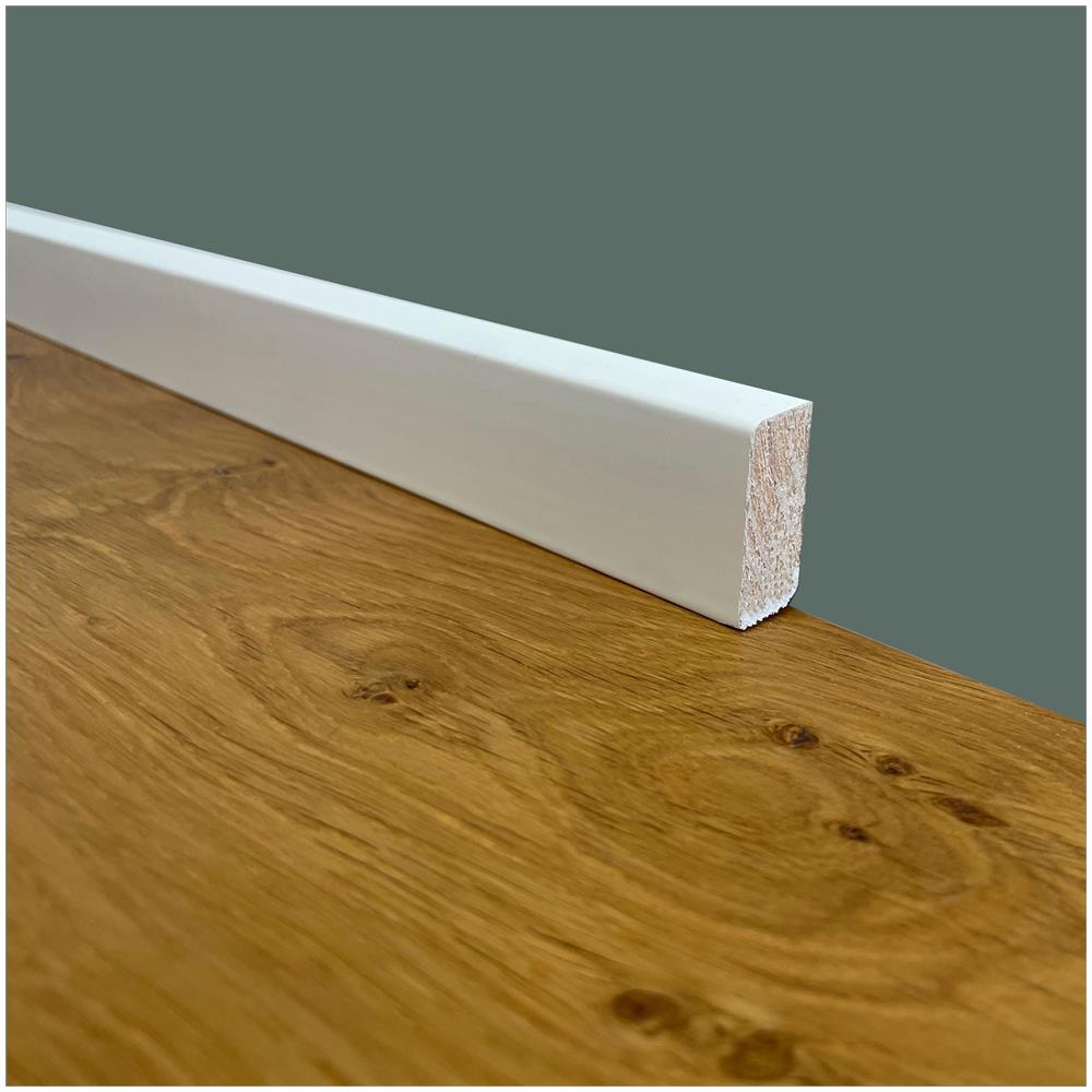 100ml Di Battiscopa Premium In Legno Massello Basso Squadrato 33x14 Laccato Bianco - Foto 1
