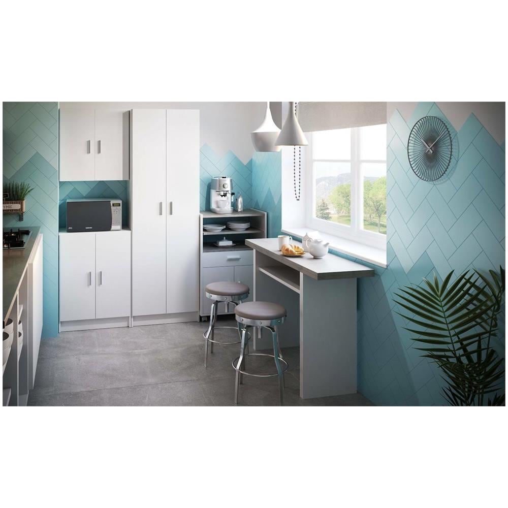 Mobile Pensile Detroit, Armadio Ausiliare A 2 Ante, Armadietto Multiuso Da Bagno O Lavanderia, 59x27h60 Cm, Bianco - Foto 4