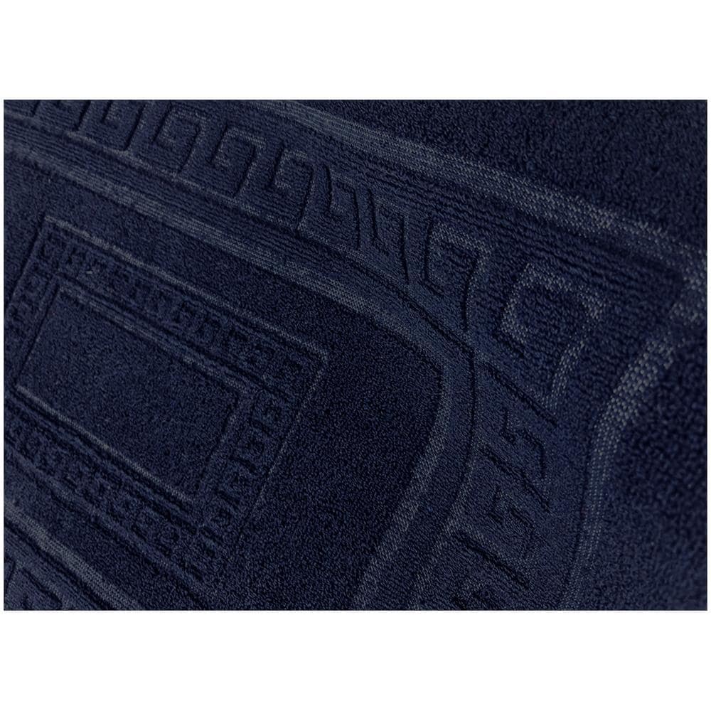 Tappeto Bagno Doccia Spugna Tinta Unita Torino Tappetino Super Assorbente In Cotone Pelo Corto Con Greca Parure 3 Pezzi Blu Notte - Foto 4