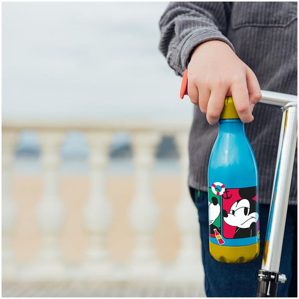 Disney Borraccia Azzurra Per Bambini In Plastica Mickey Mouse Topolino 560 Ml Con Tappo A Vite - Foto 2