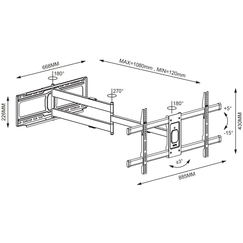 Supporto A Muro Extra Long Full Motion Per Tv 42-80'' - Foto 3