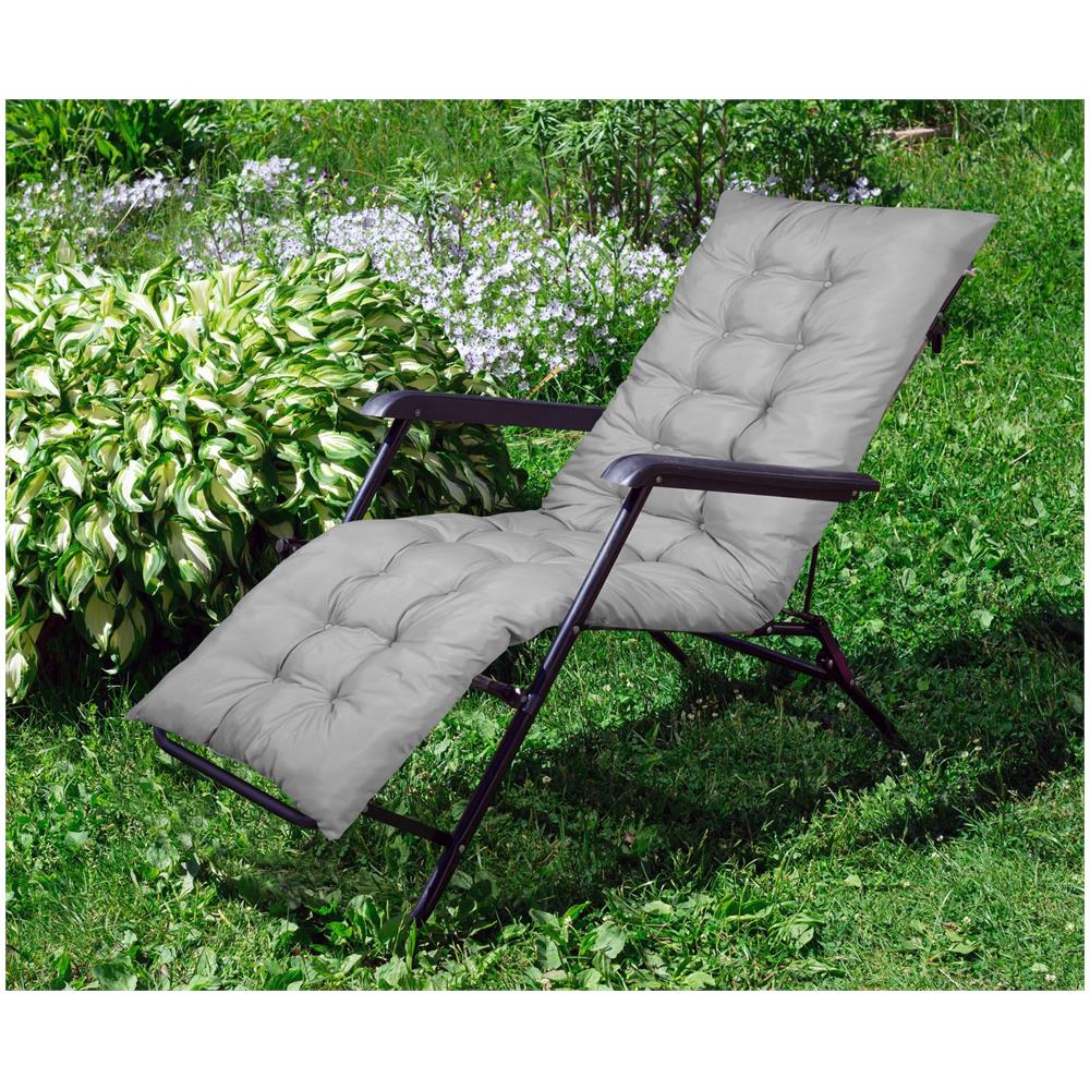 Cuscino da giardino 165x50 cm grigio impermeabile per sedia a sdraio - Foto 2