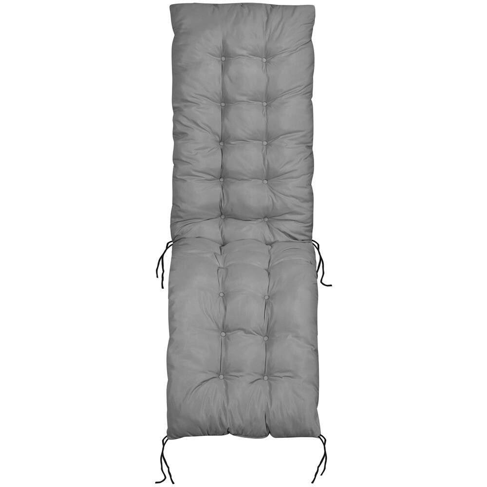 Cuscino da giardino 165x50 cm grigio impermeabile per sedia a sdraio - Foto 4