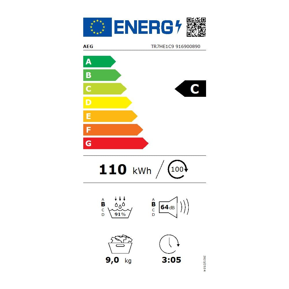 Asciugatrice Libera installazione Pompa di CaloreTR7HE1C9 Caricamento frontale 9 kg Bianco - Foto 13