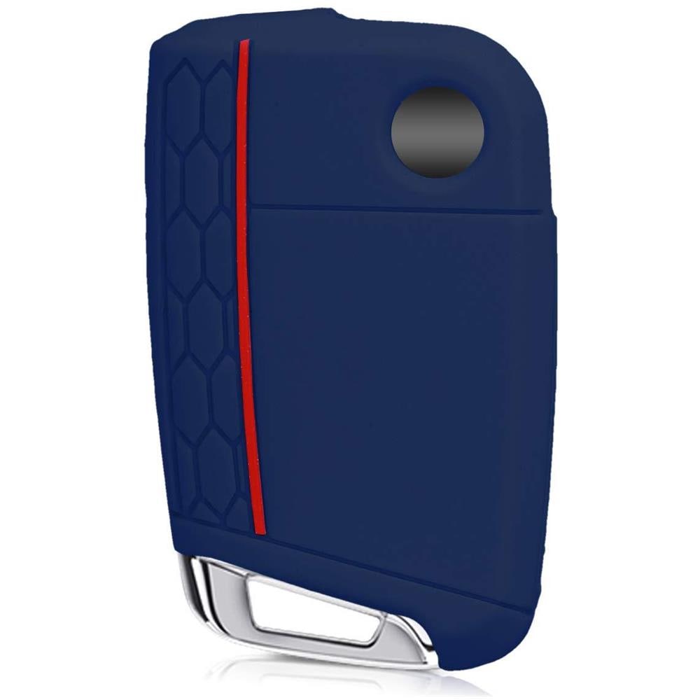 Copritastiera Auto Per Vw Golf 7 Mk7 - Copertura Fob Silicone Chiave Di Protezione Per Vw Golf 7 Mk7 3 Abbottona La Chiave Car - Dark Blue Red - Foto 4