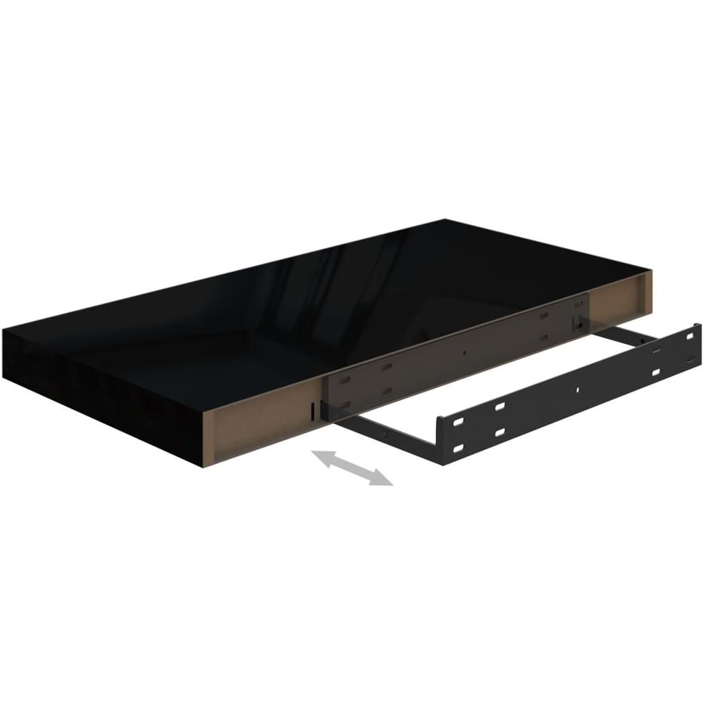 Scaffali A Parete 2 Pz Nero Lucido 50x23x3,8 Cm In Mdf - Foto 8