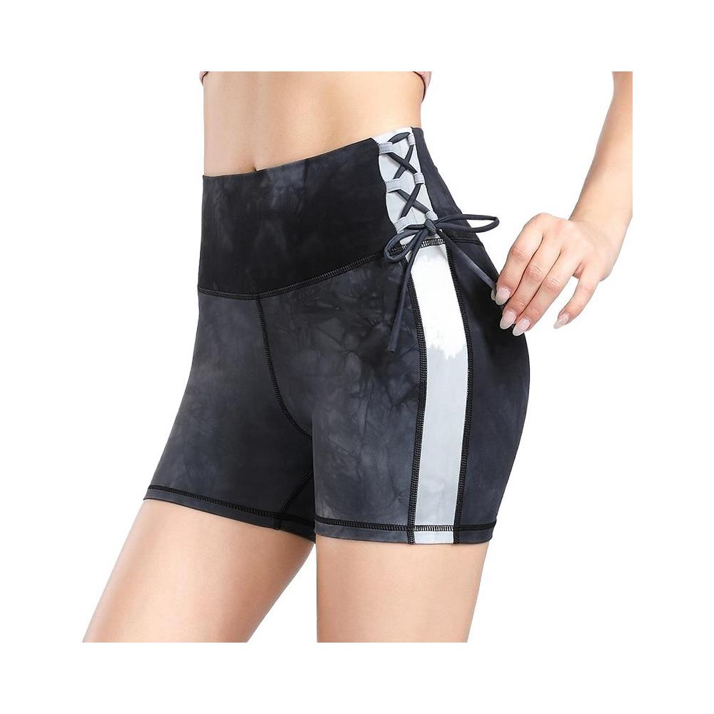 JUSTGREENBOX - Pantaloncini Da Yoga A Vita Alta Elasticizzati A  Compressione Con Cravatta Colorante Da Donna Women Xl Nero - ePRICE
