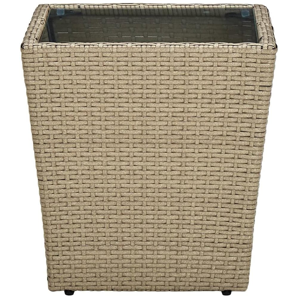 Tavolino Beige 41,5x41,5x44 cm in Polyrattan e Vetro Temperato - Foto 2