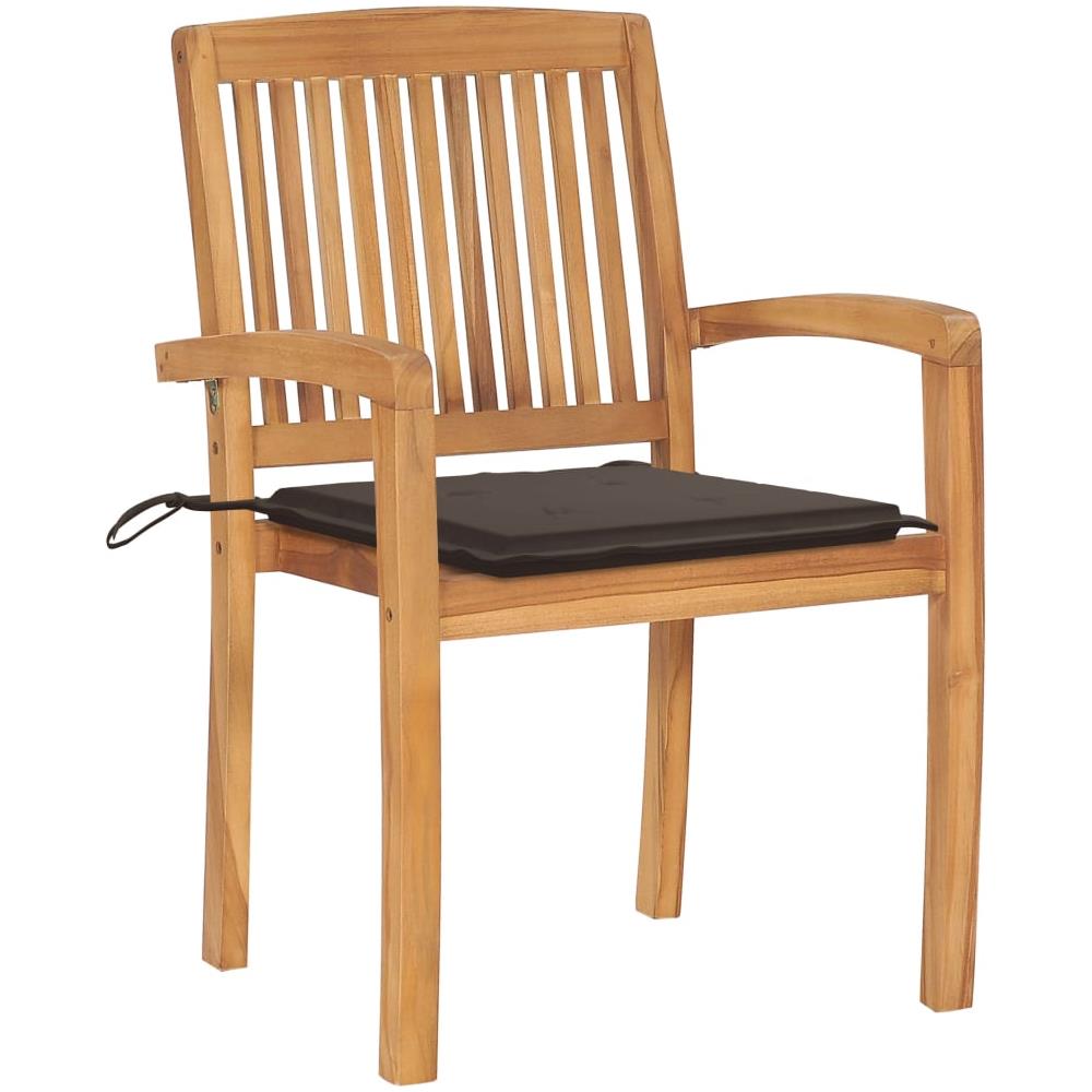 Sedie da Giardino Impilabili 8 pz con Cuscini Massello di Teak - Foto 2