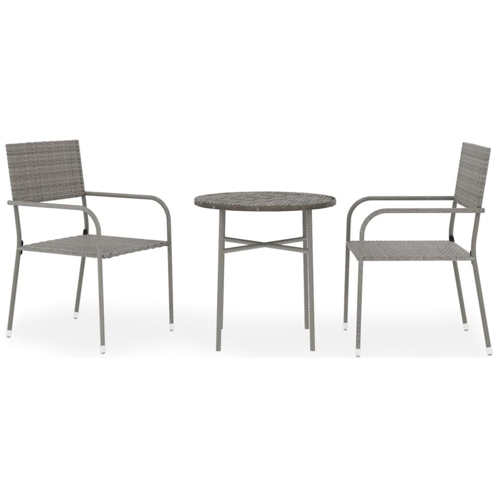 Set Mobili Da Pranzo Per Giardino 3 Pz In Polyrattan Grigio - Foto 2
