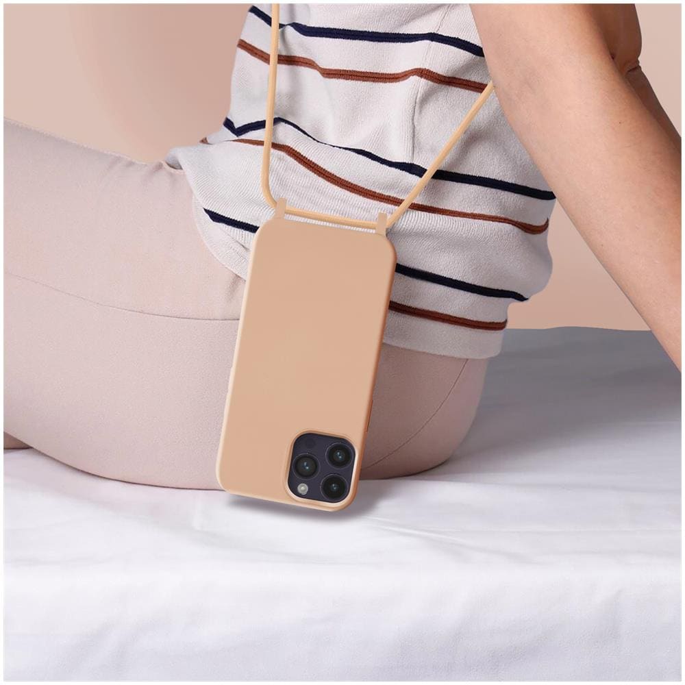 Cover Semirigida Per Iphone 14 Pro Cordino Nylon 80 Cm Rose Gold - Foto 2