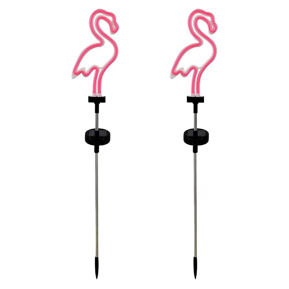 2 Luci Al Neon Ad Energia Solare - Colore Rosa Per Giardino E Terrazzo
