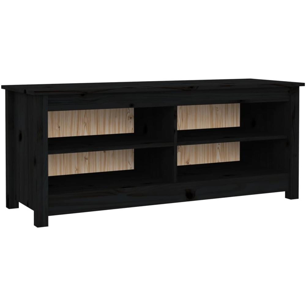 Scarpiera Nera 110x38x45,5 Cm In Legno Massello Di Pino - Foto 2