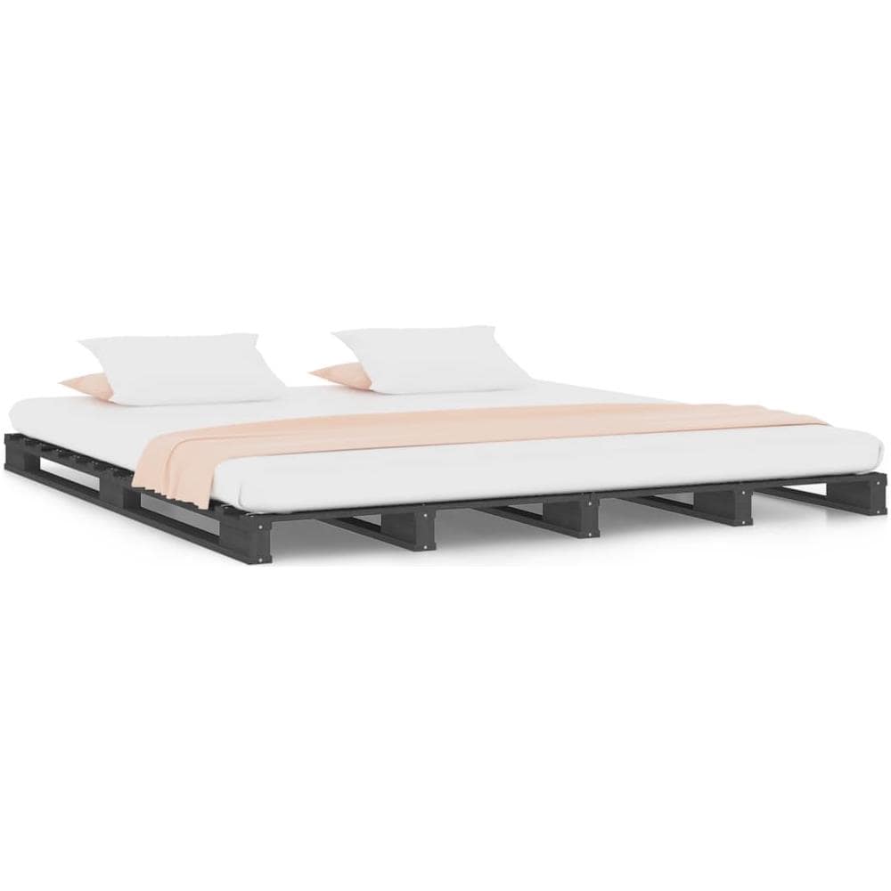 Letto a Pallet Grigio 150x200 cm Massello di Pino 5FT King Size - Foto 2