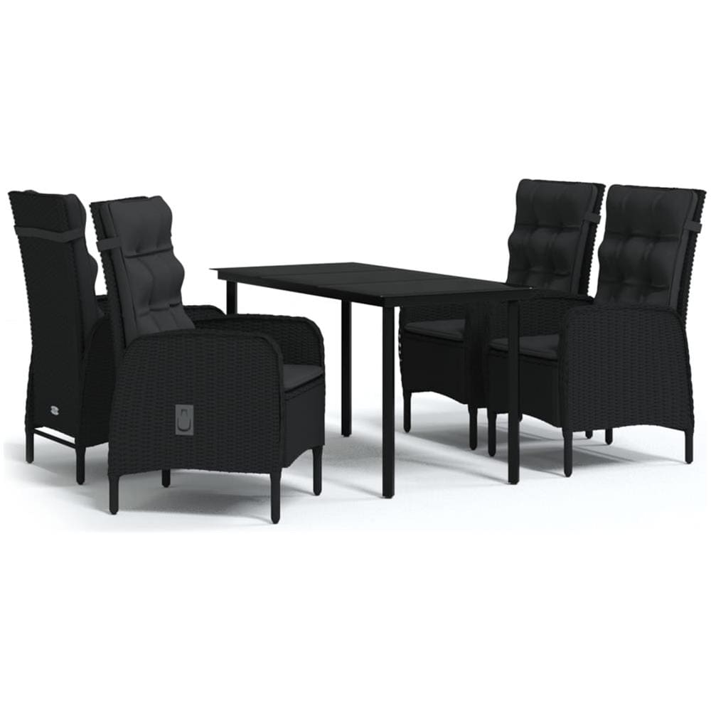Set Da Pranzo Per Giardino 5 Pz Con Cuscini Nero - Foto 2