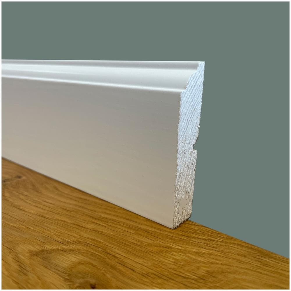 100 Metri Lineari Di Battiscopa Premium In Legno Massello Mod.firenze 68x15 Laccato Bianco Liscio - Foto 1