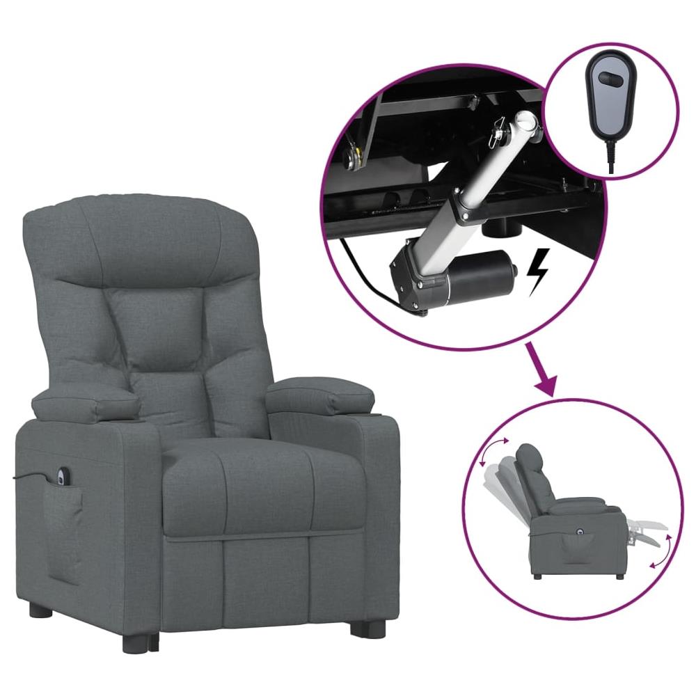 Poltrona Elettrica Reclinabile Grigio Scuro In Tessuto - Foto 2