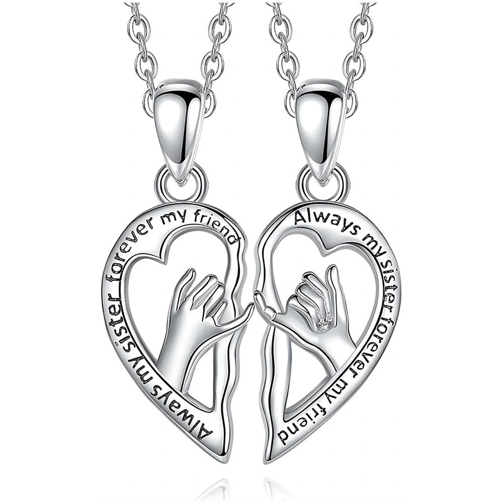Confezione Da 2 Collana Di Amicizia Bestie Migliore Amico A Forma Di Cuore In Rame A Forma Di Cuore Silver - Foto 1