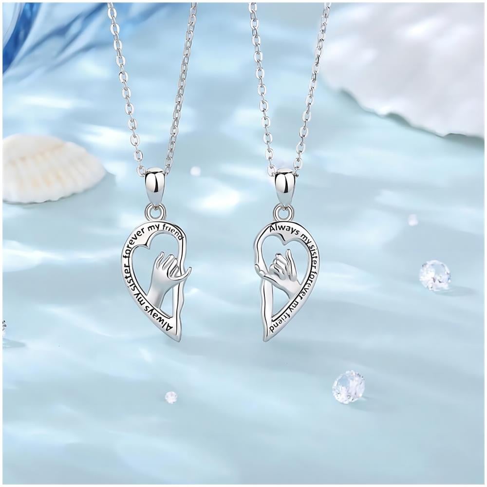 Confezione Da 2 Collana Di Amicizia Bestie Migliore Amico A Forma Di Cuore In Rame A Forma Di Cuore Silver - Foto 2