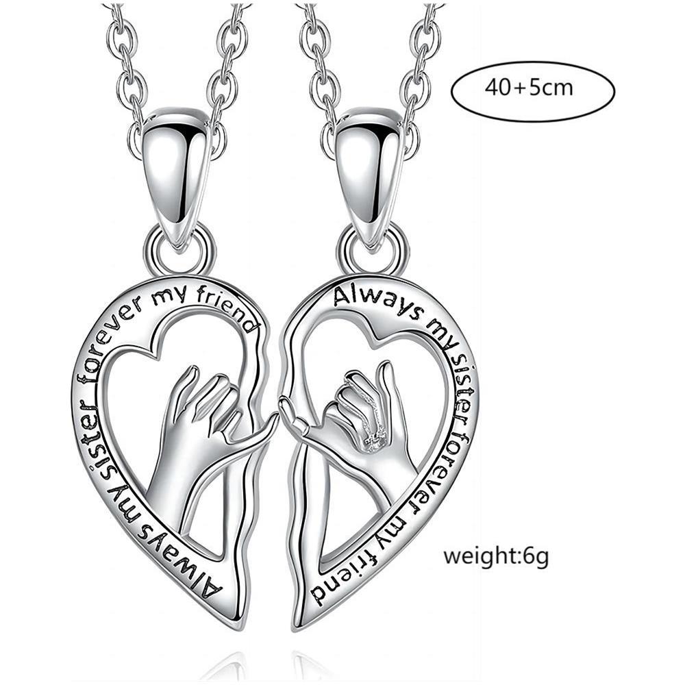 Confezione Da 2 Collana Di Amicizia Bestie Migliore Amico A Forma Di Cuore In Rame A Forma Di Cuore Silver - Foto 4