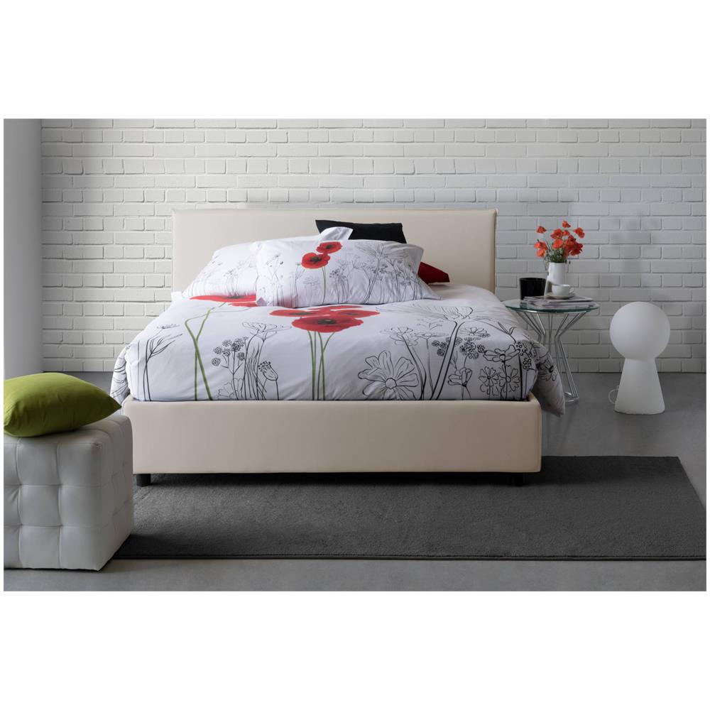 Letto Piazza E Mezza Astrid, Letto Contenitore Con Rivestimento In Tessuto, 100% Made In Italy, Apertura Frontale, Adatto Per Materasso Cm 120x200, Beige - Foto 1