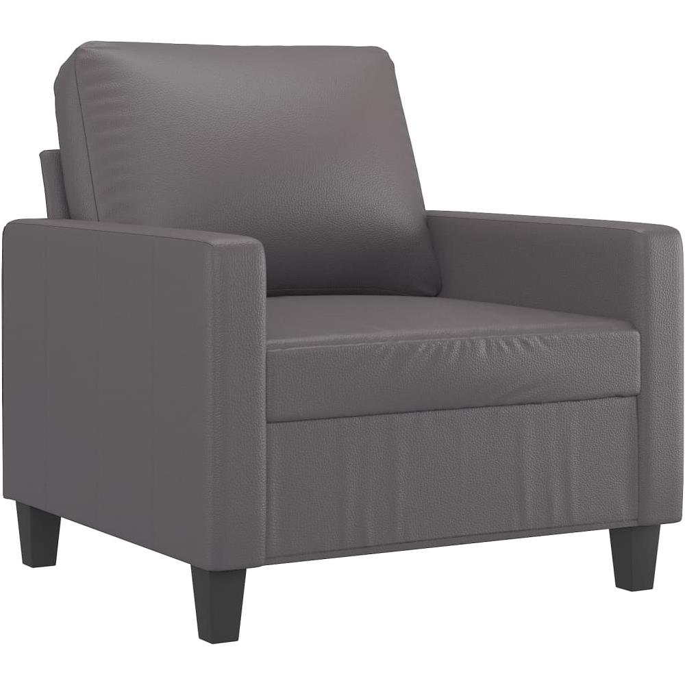 Set Di Divani 3 Pz Con Cuscini Grigio In Similpelle - Foto 3