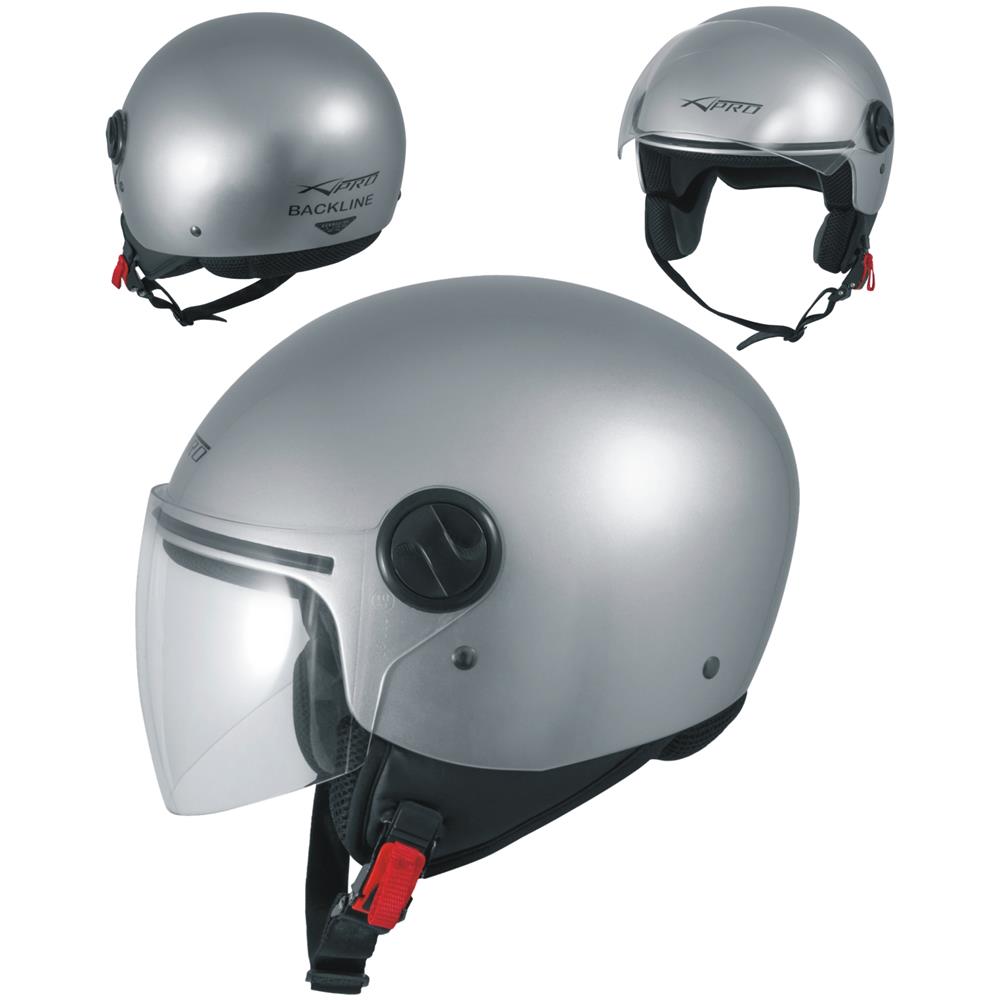 Casco Jet Moto Scooter Visera Antigraffio Argento Backline Ece 22-05 M - Foto 1