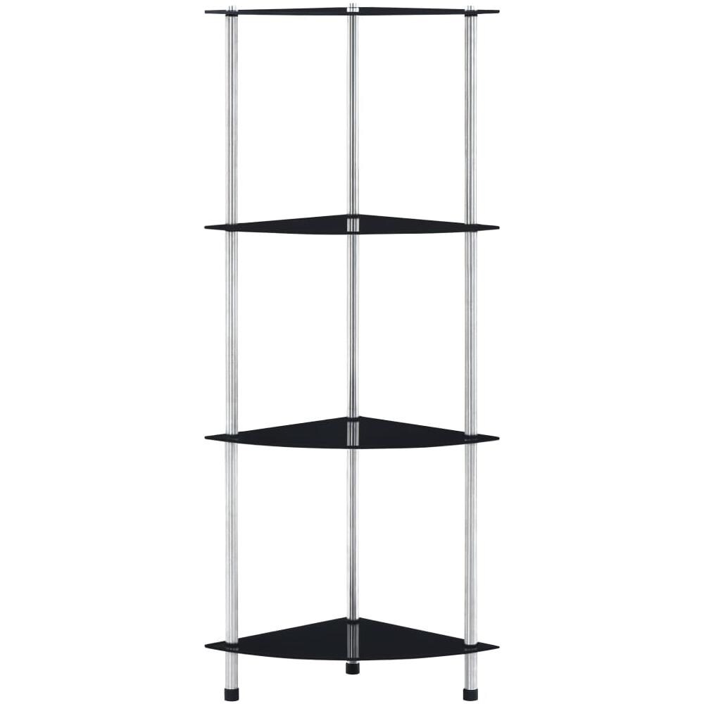 Scaffale a 4 Livelli Nero 30x30x100 cm in Vetro Temperato - Foto 2