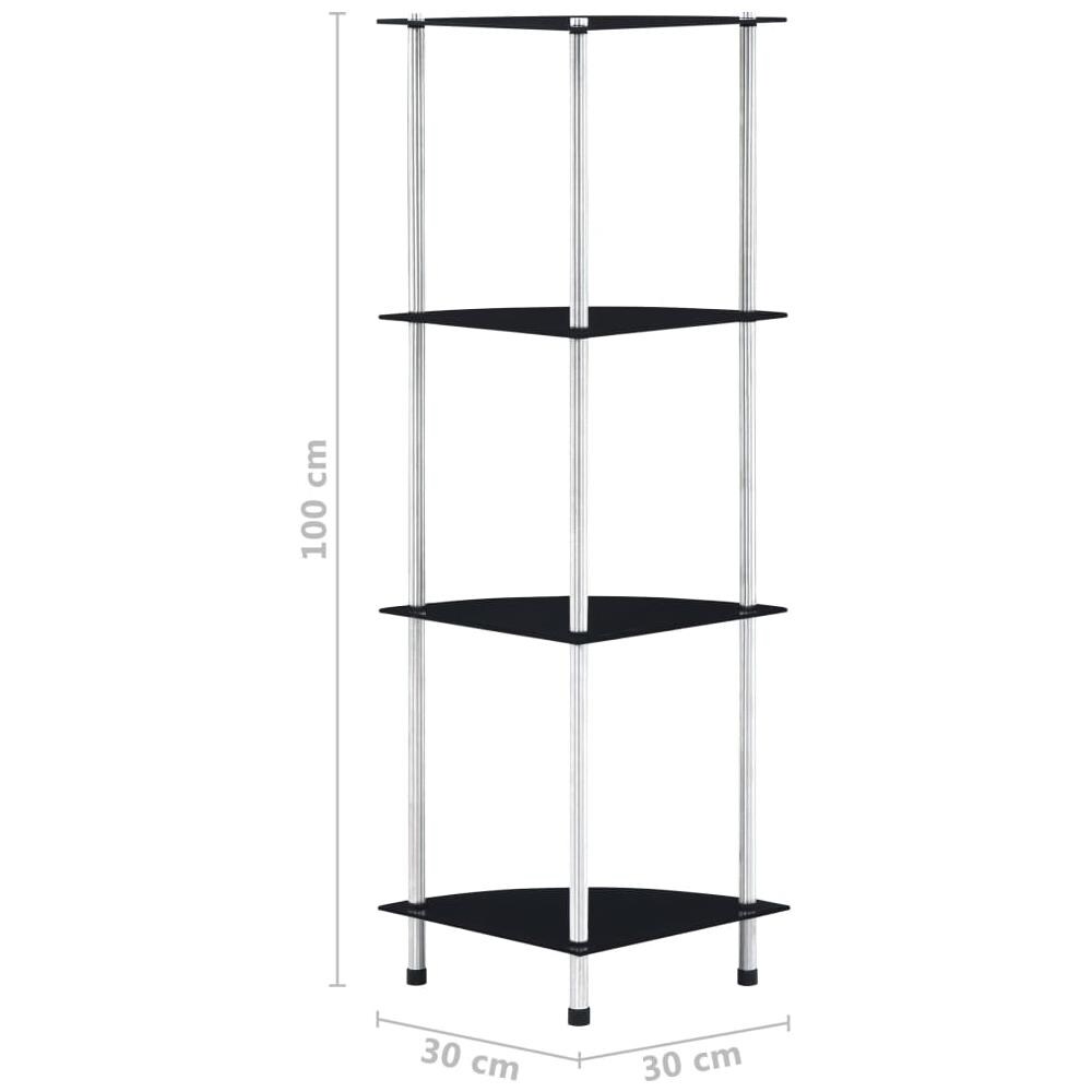 Scaffale a 4 Livelli Nero 30x30x100 cm in Vetro Temperato - Foto 6