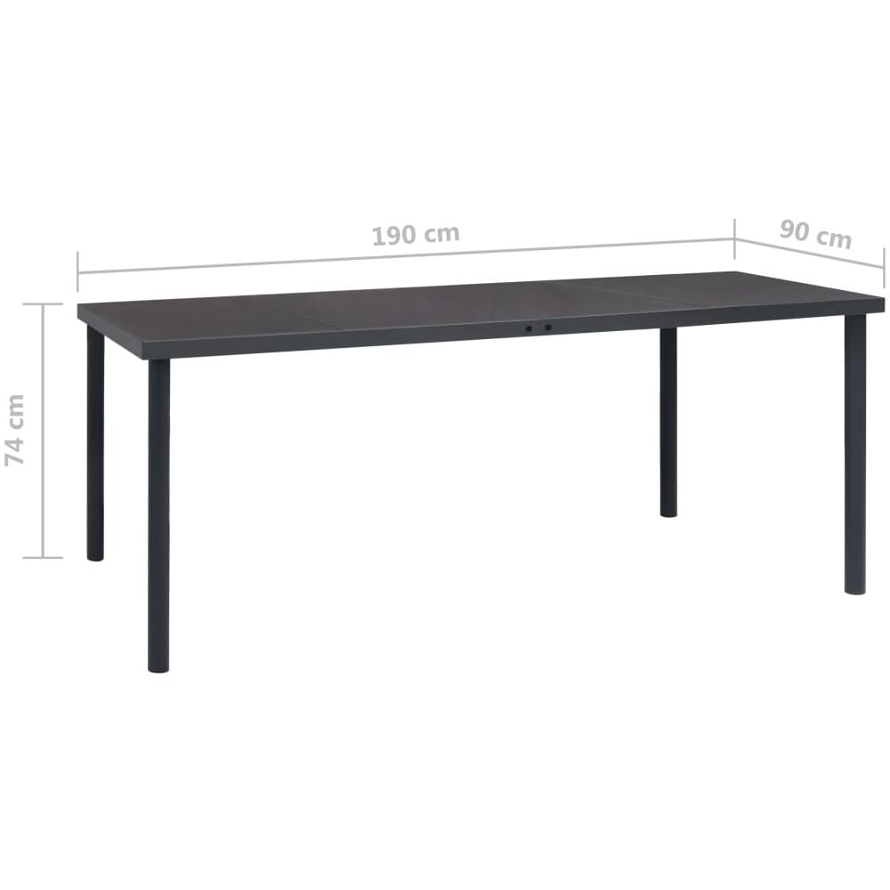 Tavolo Da Pranzo Per Esterni Antracite 190x90x74 Cm In Acciaio - Foto 6