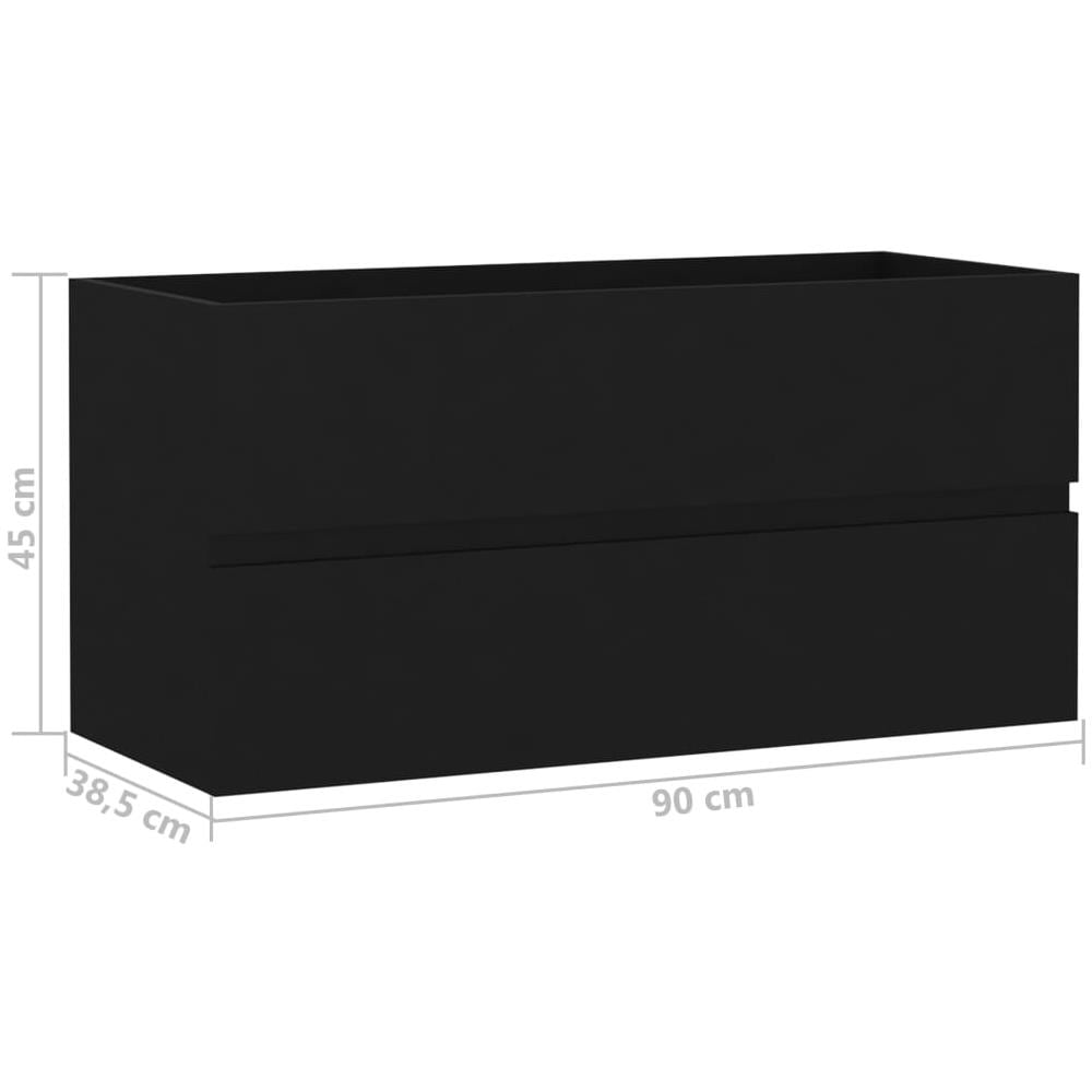Mobile Lavabo Nero 90x38,5x45 cm in Legno Multistrato - Foto 8