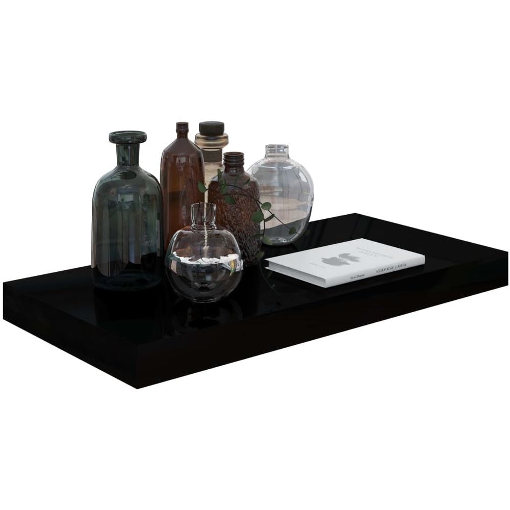 Scaffali A Parete 4 Pz Nero Lucido 50x23x3,8 Cm In Mdf - Foto 2