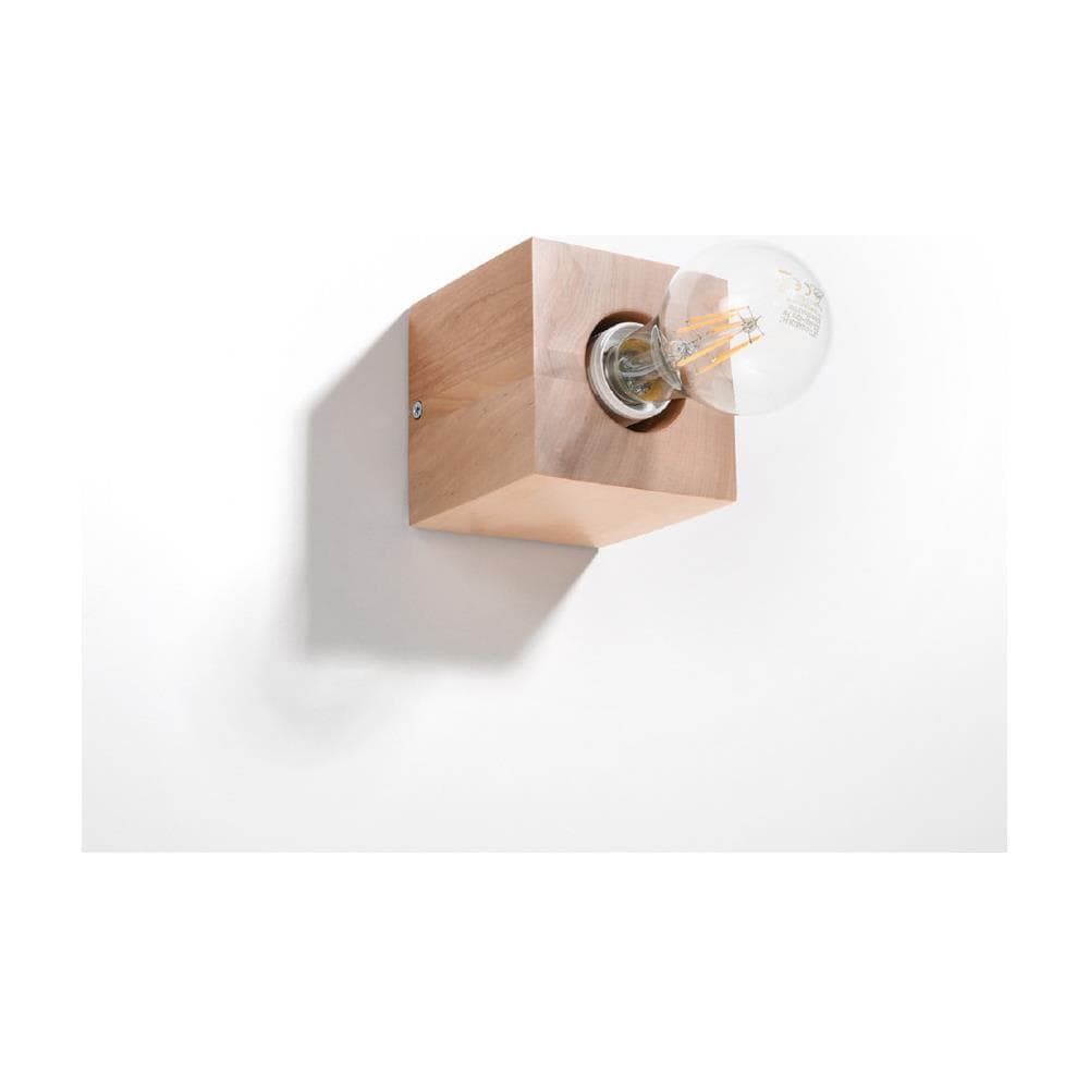 Lampada Da Parete Quadrata Da Superficie In Legno Naturale E27 - Foto 2