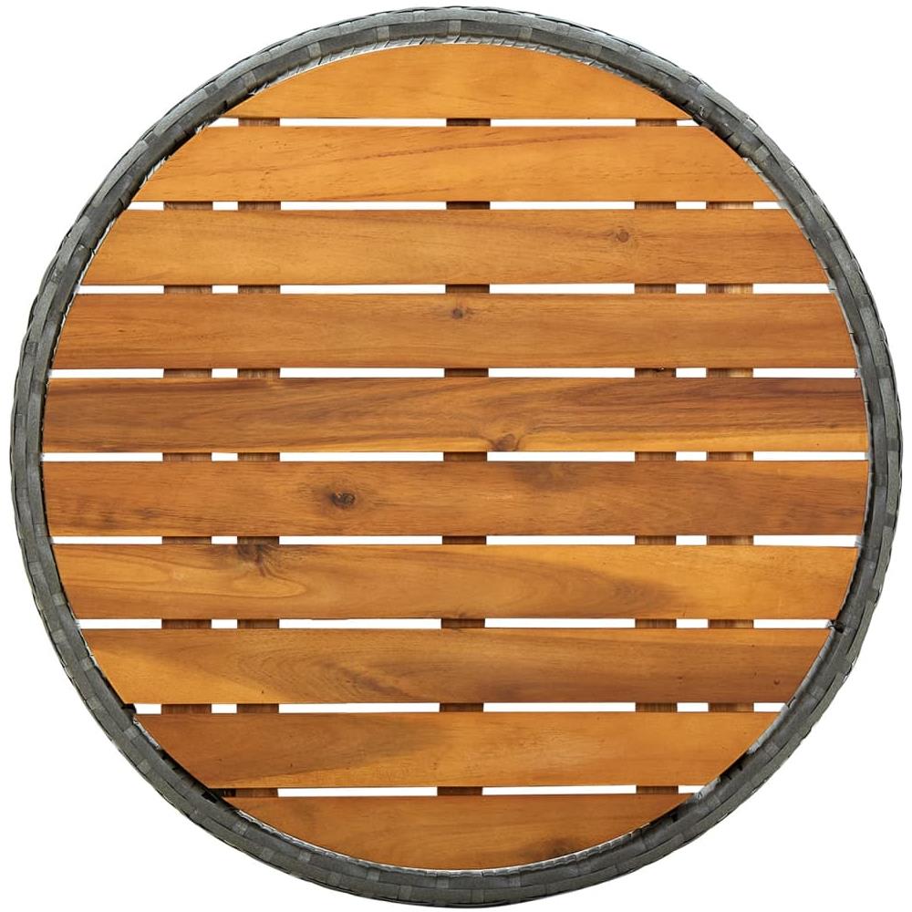Tavolino da Tè Grigio 60 cm in Polyrattan e Massello di Acacia - Foto 2