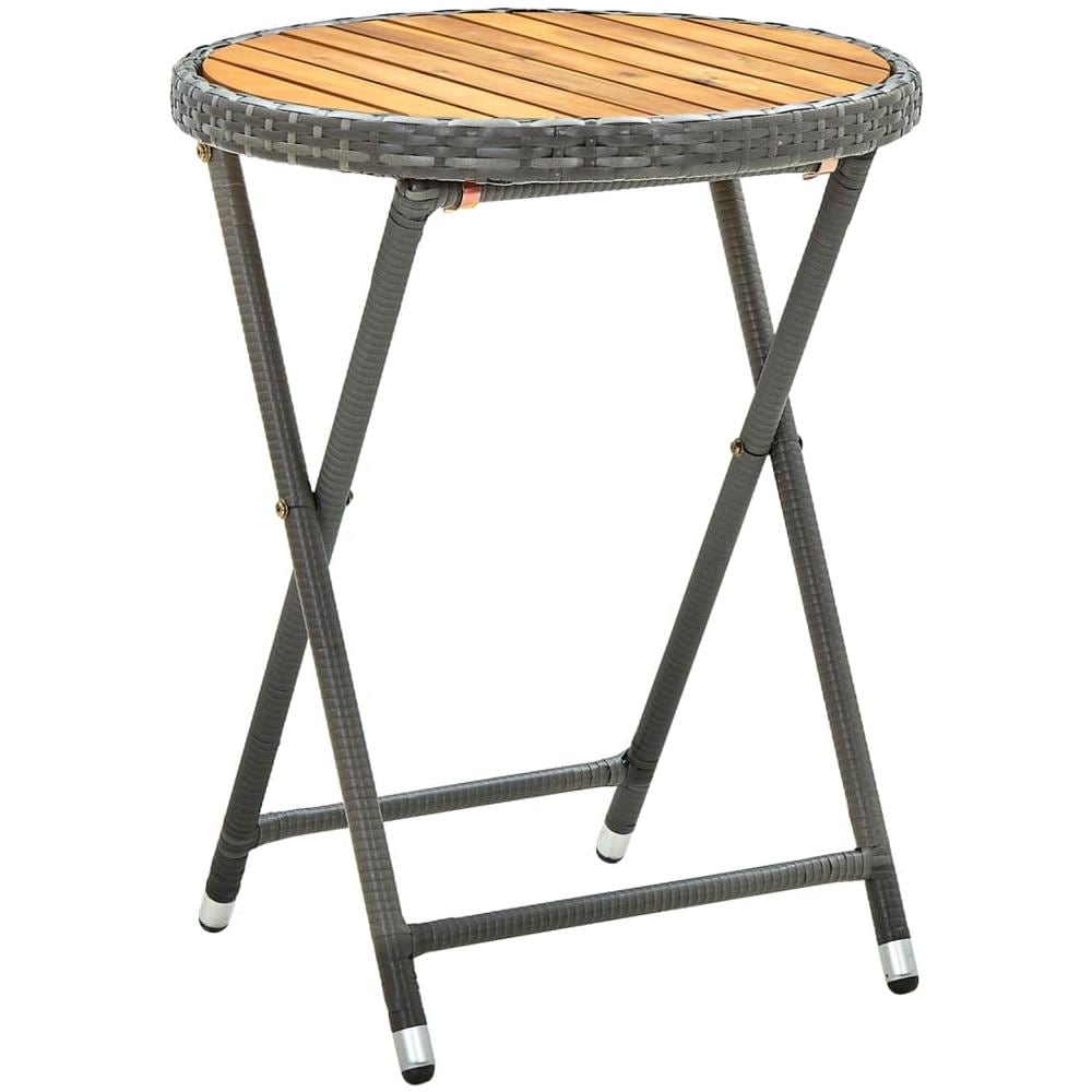 Tavolino da Tè Grigio 60 cm in Polyrattan e Massello di Acacia - Foto 1
