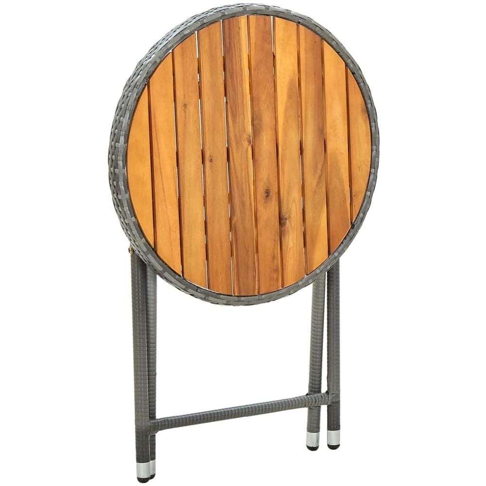 Tavolino da Tè Grigio 60 cm in Polyrattan e Massello di Acacia - Foto 7