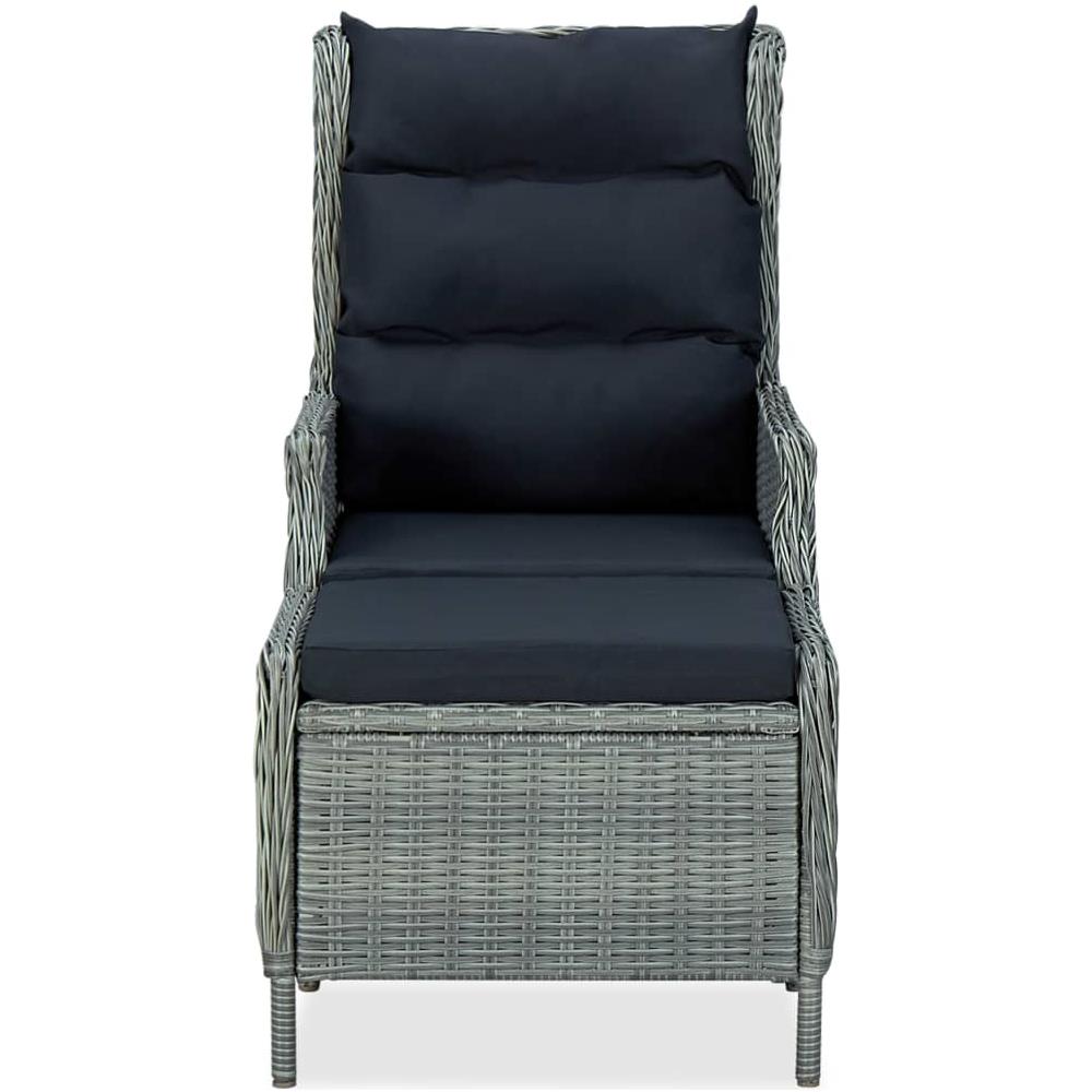 Sedia da Giardino Reclinabile con Pouf Polyrattan Grigio Chiaro - Foto 3