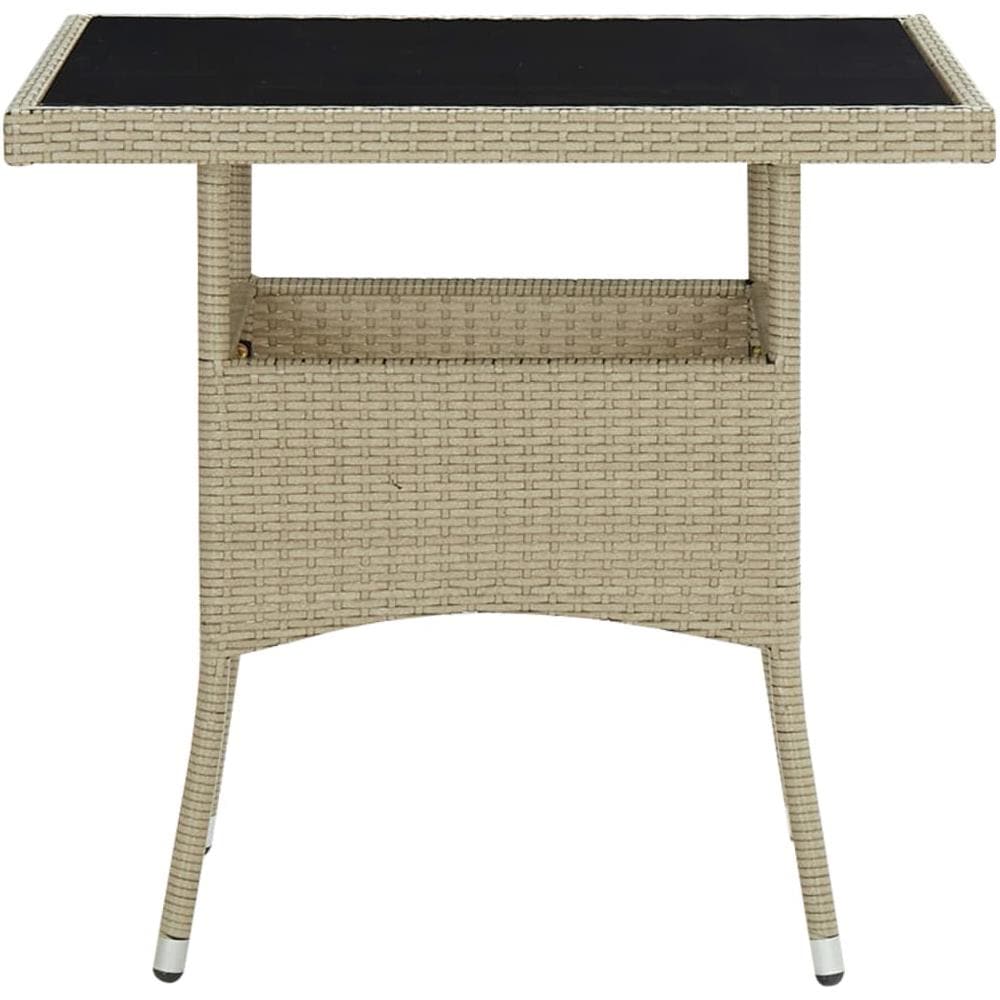 Tavolo da Pranzo da Giardino Beige in Polyrattan e Vetro - Foto 2
