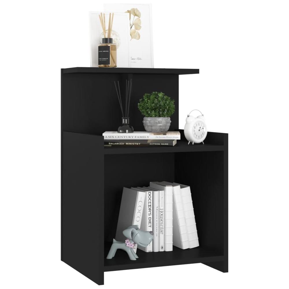 Comodini 2pz Neri 40x35x60 cm in Legno Multistrato - Foto 3