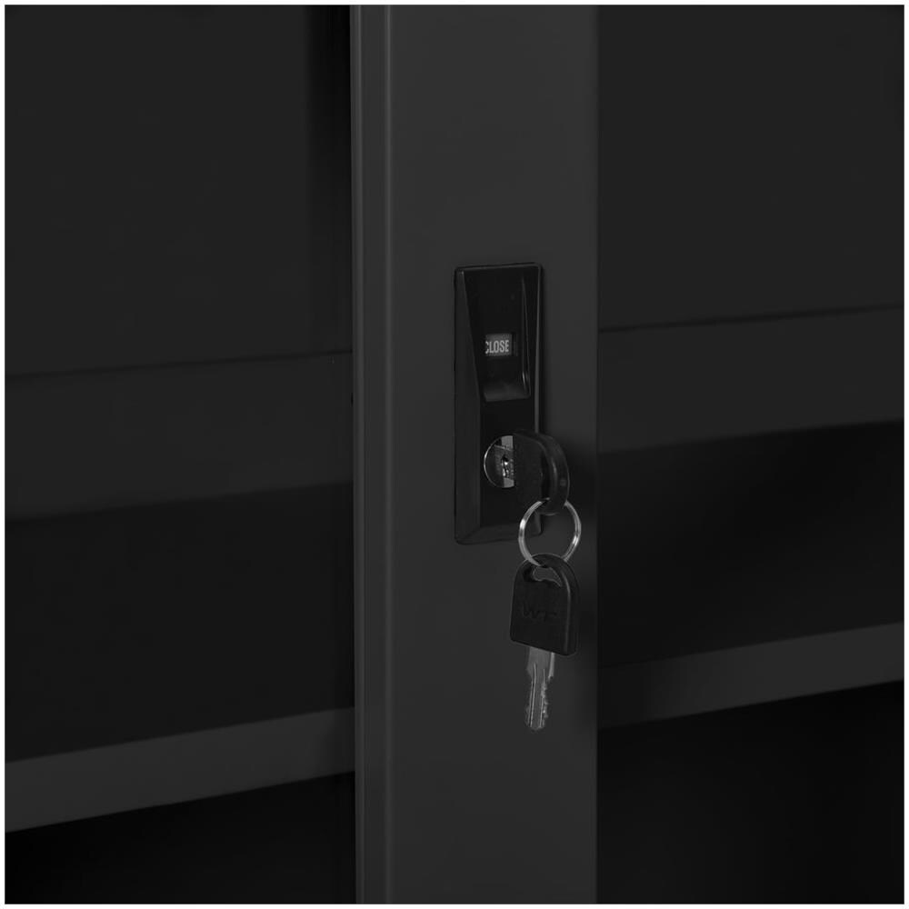 Armadio Con Ante Scorrevoli Antracite 90x40x90 Cm In Acciaio - Foto 3