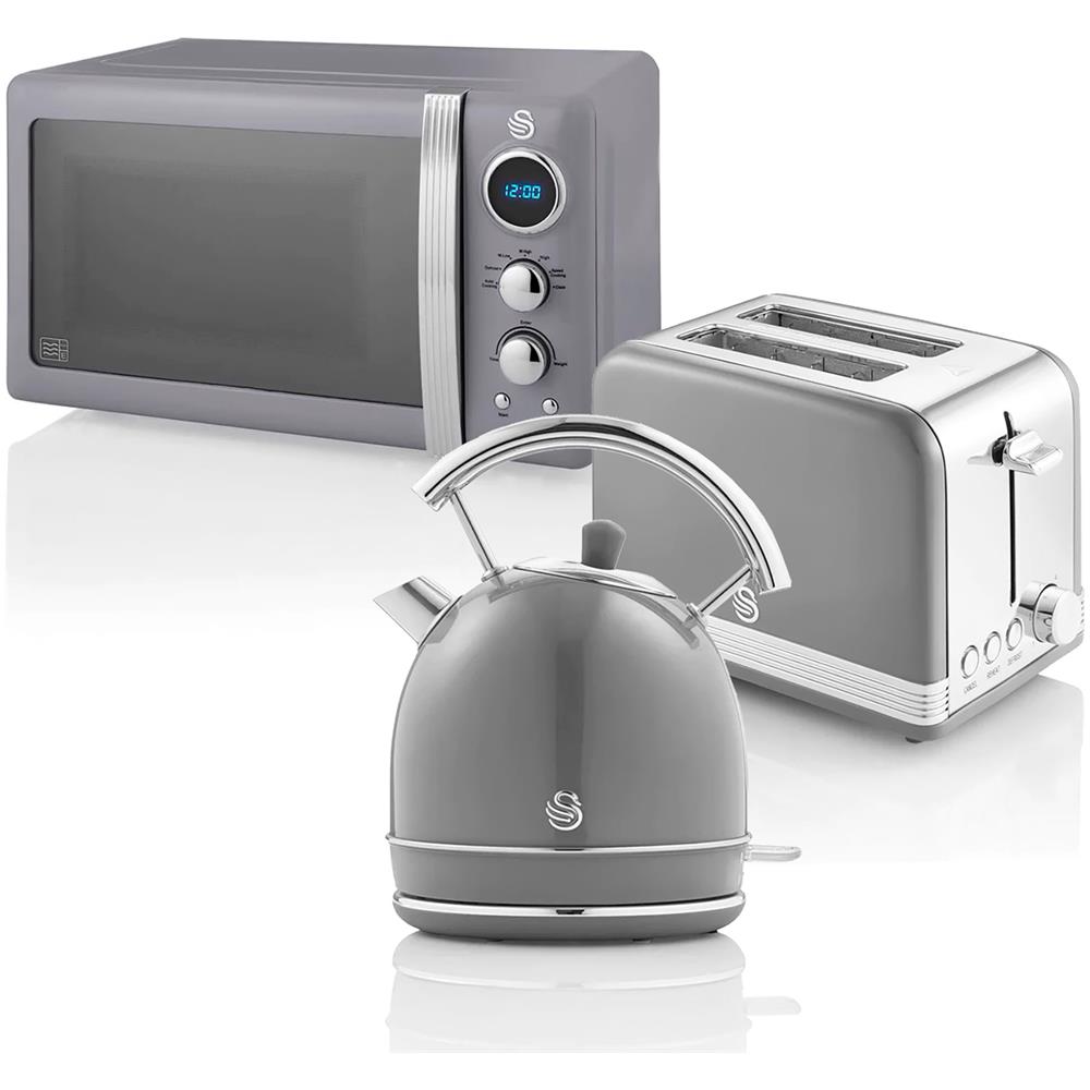 Set Per La Colazione Bollitore 1,8 L Tostapane 2 Fette Microonde 20 L Colore Grigio - Foto 1