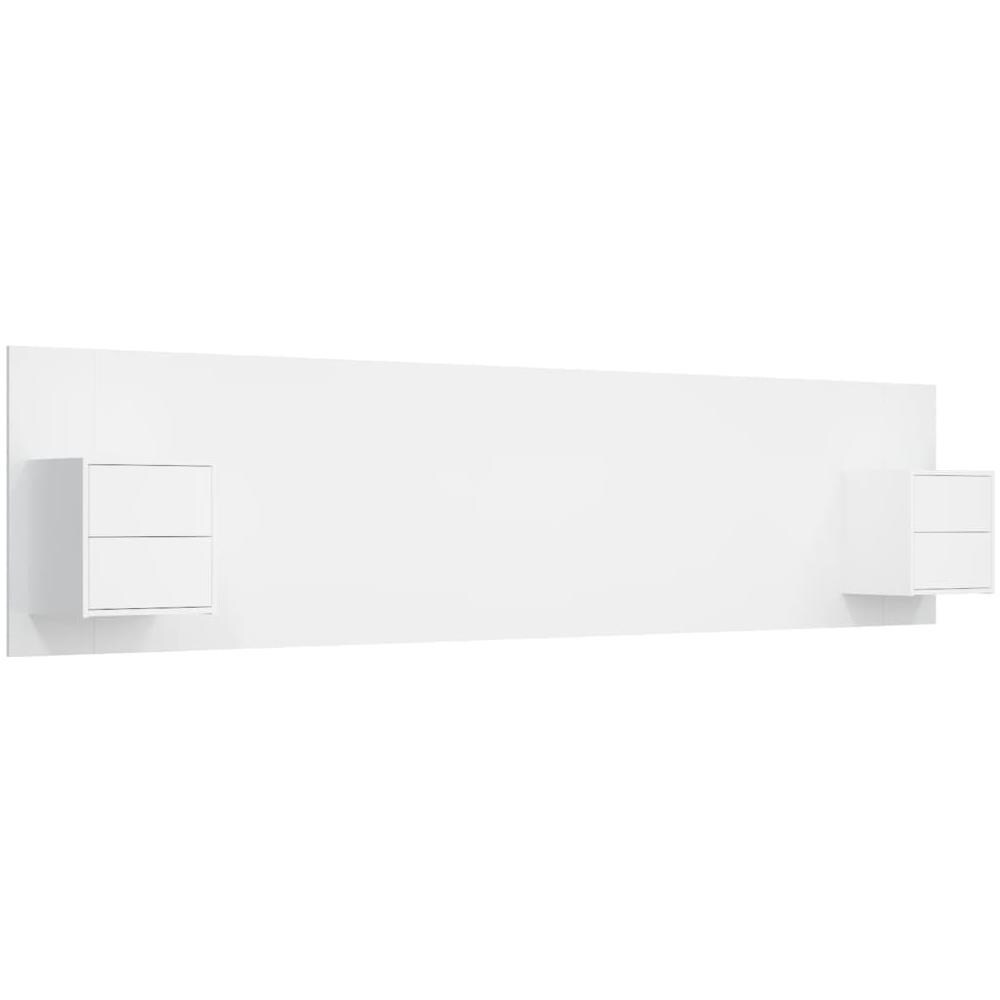 Testiera Per Letto Con Comodini In Legno Multistrato Bianco - Foto 2