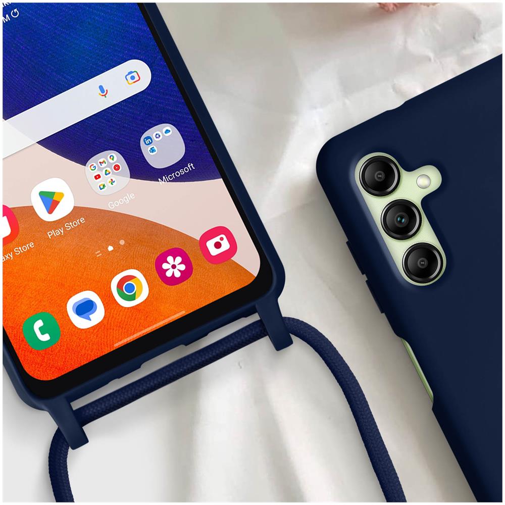 Cover Cordino Per Samsung Galaxy A14 5g E 4g Collana / Tracolla 80 Cm Blu - Foto 2