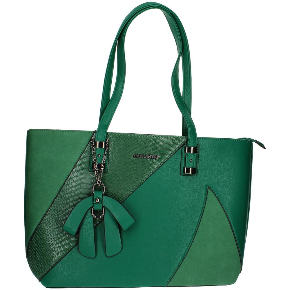Borsa Shopper Scamosciata Con Stampa Serpente - Paris - Verde - Foto 1