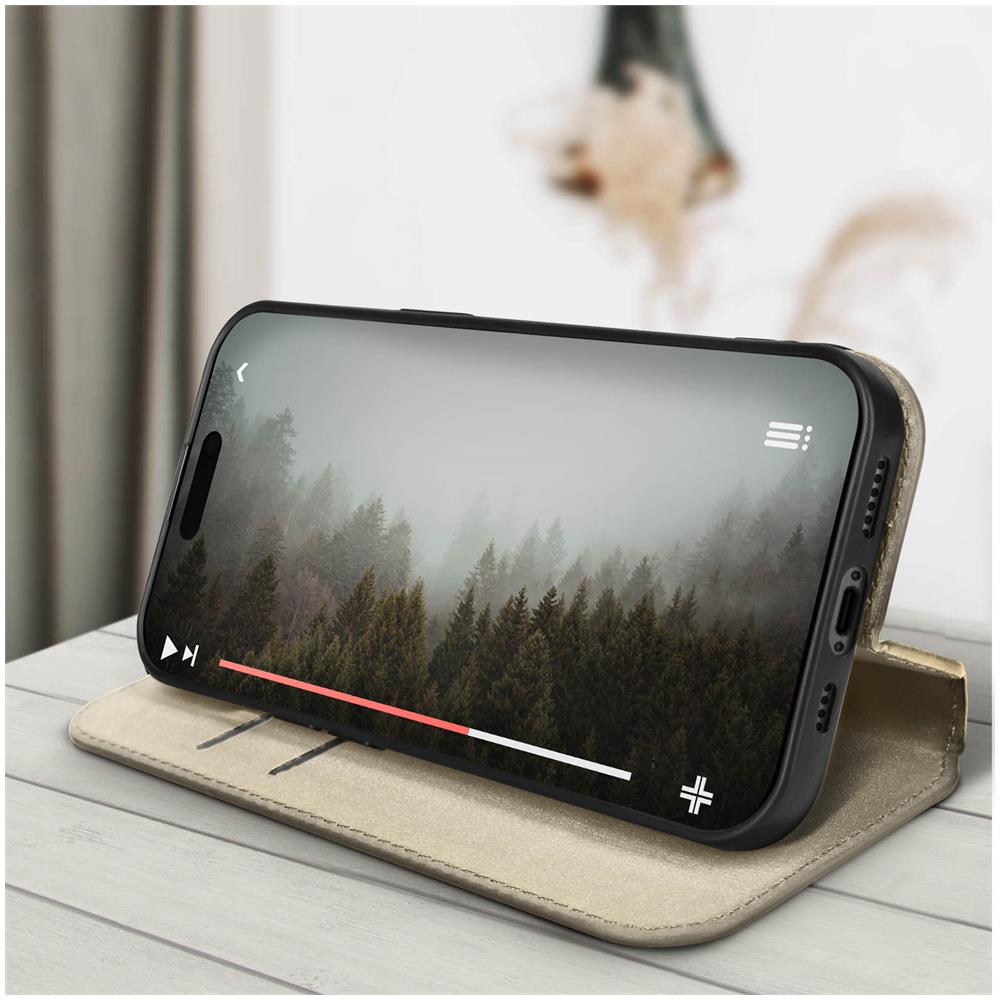 Custodia Per Iphone 15 Pro Max Portafoglio Funzione Supporto Video Oro - Foto 2