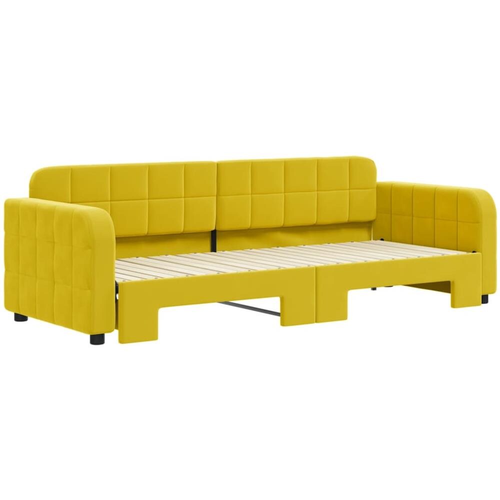 Divano Letto Con Letto Estraibile Giallo 80x200 Cm In Velluto - Foto 3
